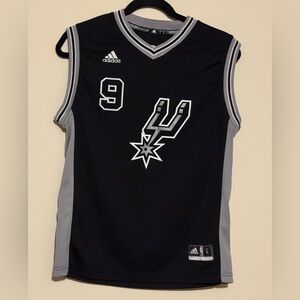 NBA San Antonio Spurs Tony Parker #9 Adidas Black and Gray Spurs Jersey